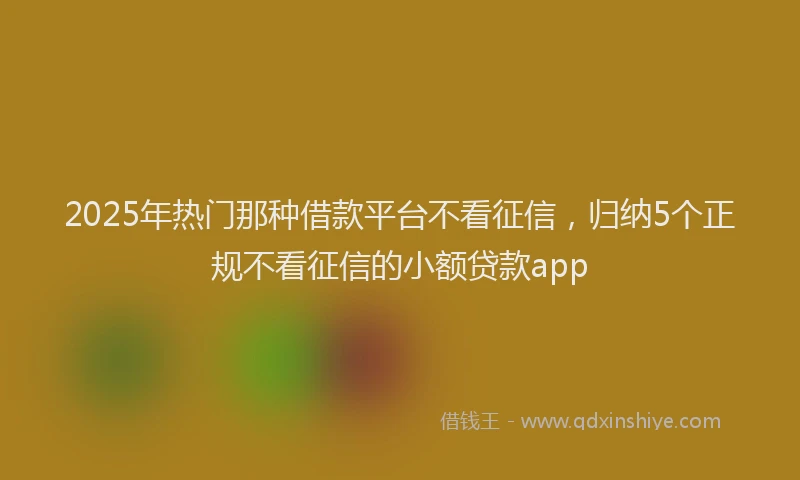 2025年热门那种借款平台不看征信，归纳5个正规不看征信的小额贷款app
