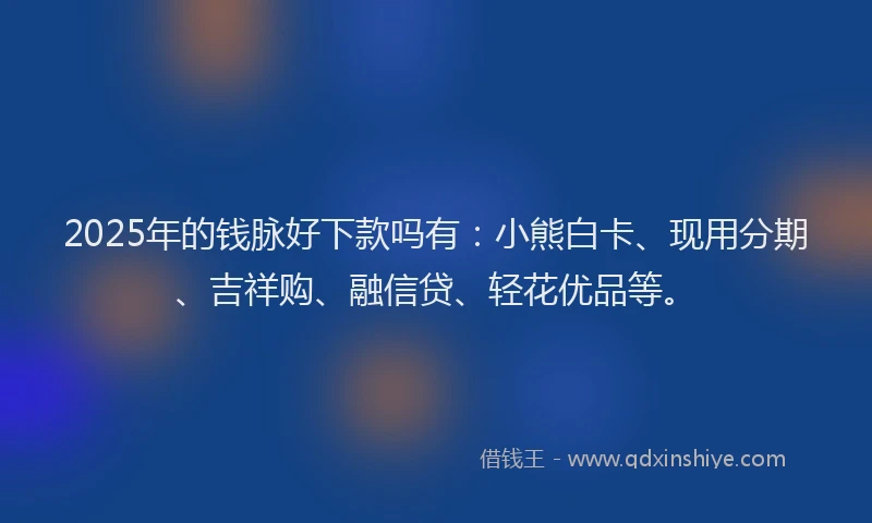 2025年的钱脉好下款吗有：小熊白卡、现用分期、吉祥购、融信贷、轻花优品等。