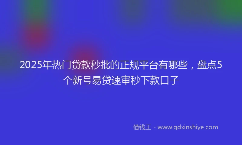 2025年热门贷款秒批的正规平台有哪些，盘点5个新号易贷速审秒下款口子