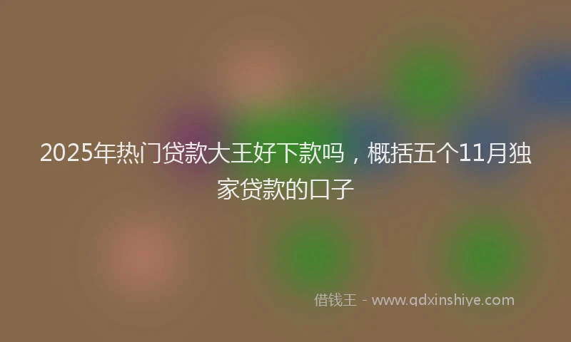 2025年热门贷款大王好下款吗，概括五个11月独家贷款的口子