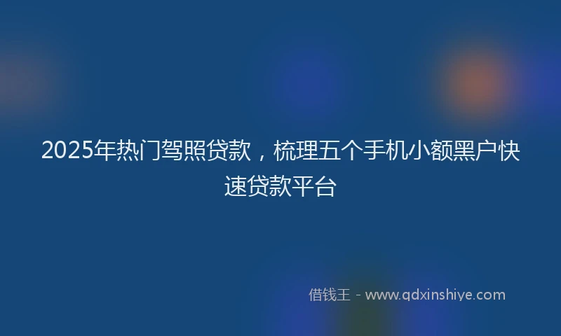 2025年热门驾照贷款，梳理五个手机小额黑户快速贷款平台