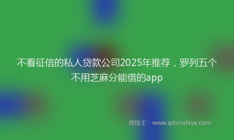 不看征信的私人贷款公司2025年推荐，罗列五个不用芝麻分能借的app
