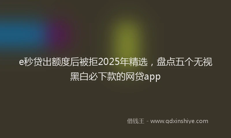 e秒贷出额度后被拒2025年精选，盘点五个无视黑白必下款的网贷app