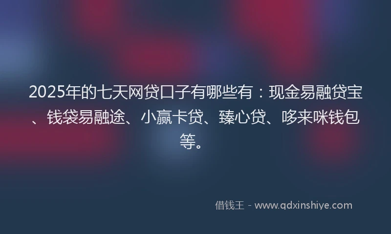 2025年的七天网贷口子有哪些有：现金易融贷宝、钱袋易融途、小赢卡贷、臻心贷、哆来咪钱包等。