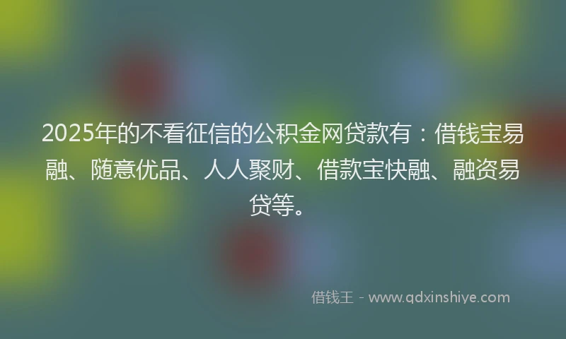 2025年的不看征信的公积金网贷款有：借钱宝易融、随意优品、人人聚财、借款宝快融、融资易贷等。