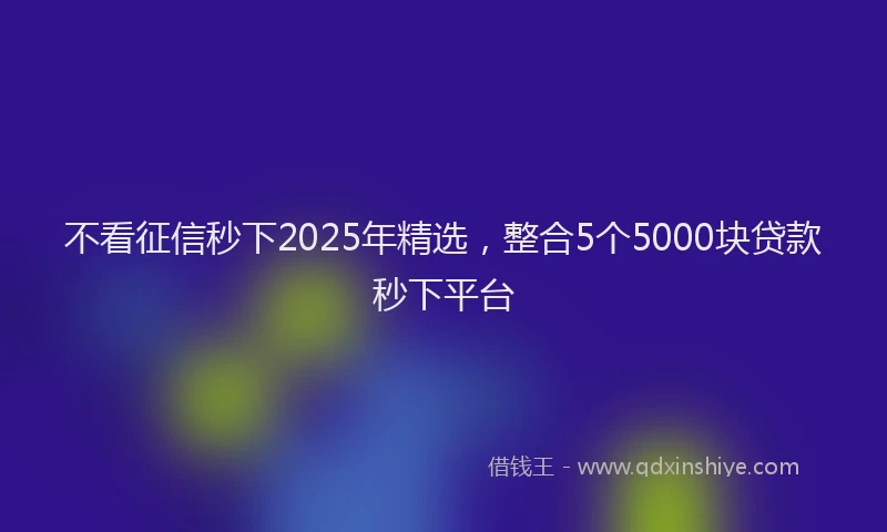 不看征信秒下2025年精选，整合5个5000块贷款秒下平台