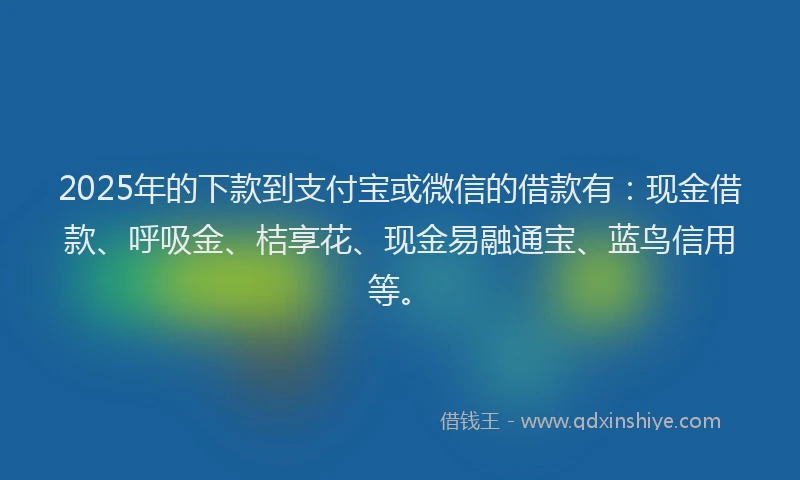 2025年的下款到支付宝或微信的借款有：现金借款、呼吸金、桔享花、现金易融通宝、蓝鸟信用等。