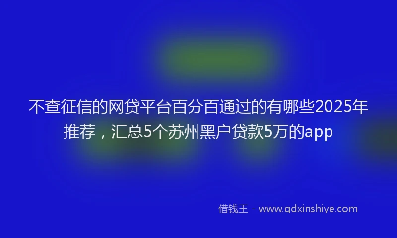 不查征信的网贷平台百分百通过的有哪些2025年推荐，汇总5个苏州黑户贷款5万的app