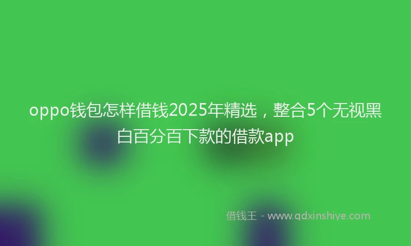 oppo钱包怎样借钱2025年精选，整合5个无视黑白百分百下款的借款app