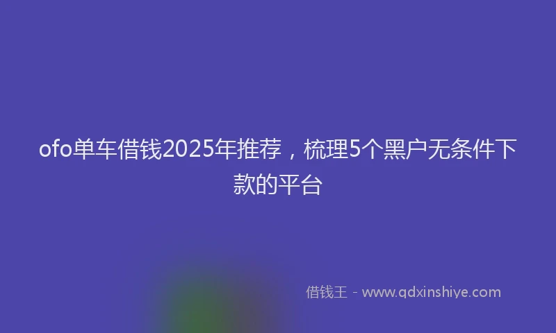 ofo单车借钱2025年推荐，梳理5个黑户无条件下款的平台