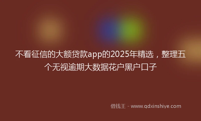 不看征信的大额贷款app的2025年精选，整理五个无视逾期大数据花户黑户口子