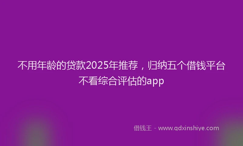 不用年龄的贷款2025年推荐，归纳五个借钱平台不看综合评估的app