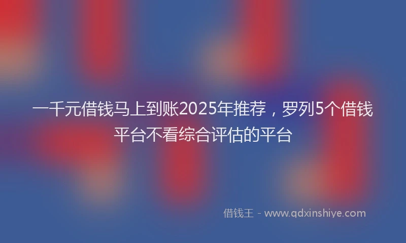 一千元借钱马上到账2025年推荐，罗列5个借钱平台不看综合评估的平台