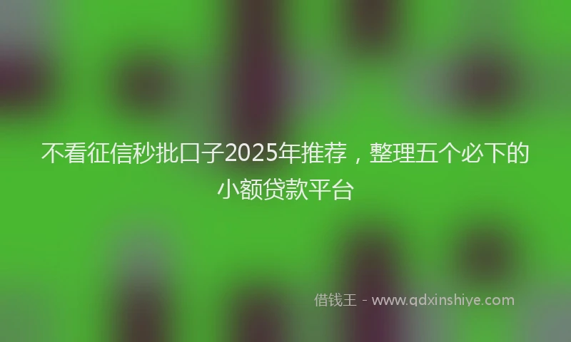 不看征信秒批口子2025年推荐，整理五个必下的小额贷款平台