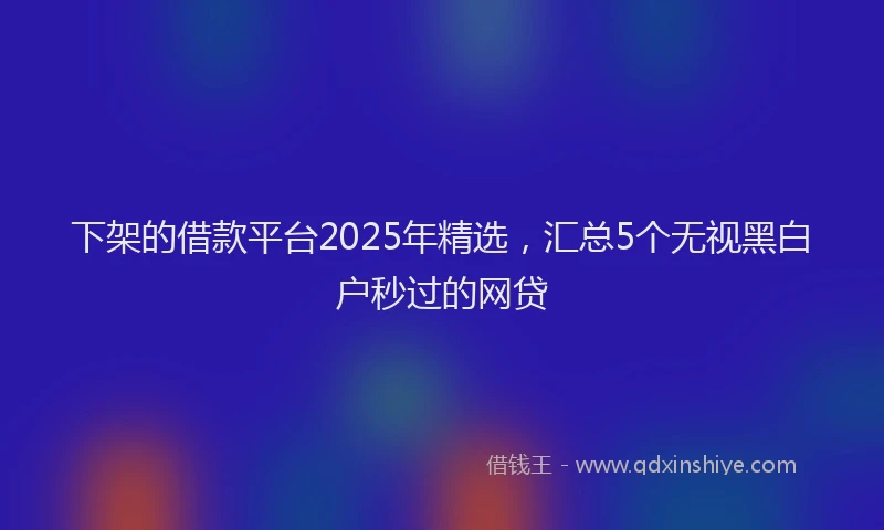 下架的借款平台2025年精选，汇总5个无视黑白户秒过的网贷