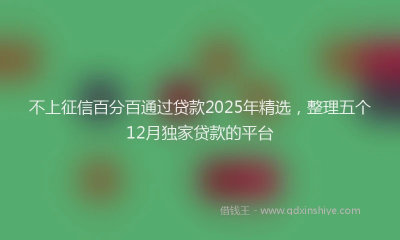 不上征信百分百通过贷款2025年精选，整理五个12月独家贷款的平台