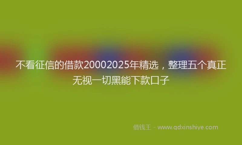 不看征信的借款20002025年精选，整理五个真正无视一切黑能下款口子