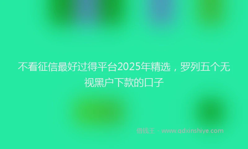 不看征信最好过得平台2025年精选，罗列五个无视黑户下款的口子
