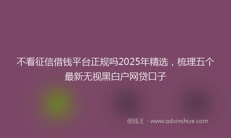 不看征信借钱平台正规吗2025年精选，梳理五个最新无视黑白户网贷口子