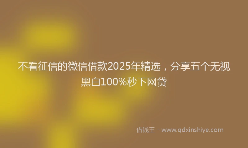 不看征信的微信借款2025年精选，分享五个无视黑白100%秒下网贷