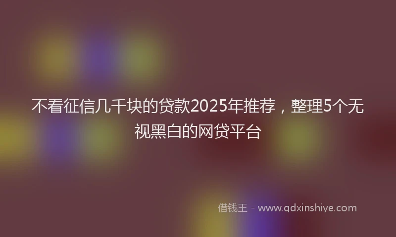不看征信几千块的贷款2025年推荐，整理5个无视黑白的网贷平台