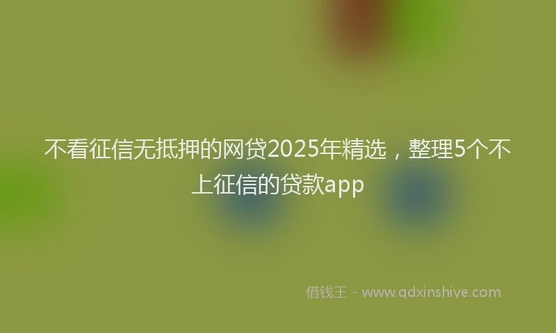 不看征信无抵押的网贷2025年精选，整理5个不上征信的贷款app