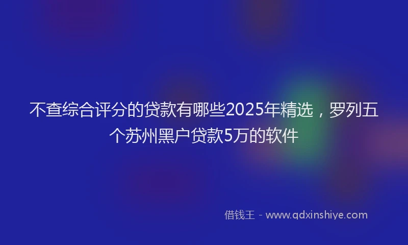 不查综合评分的贷款有哪些2025年精选，罗列五个苏州黑户贷款5万的软件