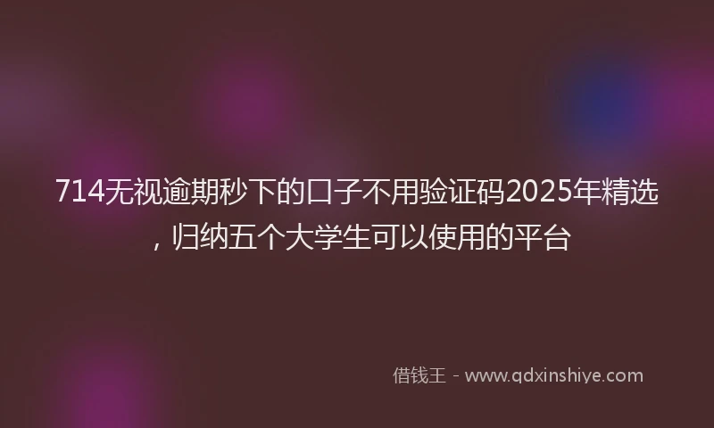 714无视逾期秒下的口子不用验证码2025年精选，归纳五个大学生可以使用的平台