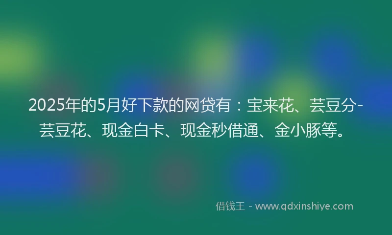 2025年的5月好下款的网贷有：宝来花、芸豆分-芸豆花、现金白卡、现金秒借通、金小豚等。