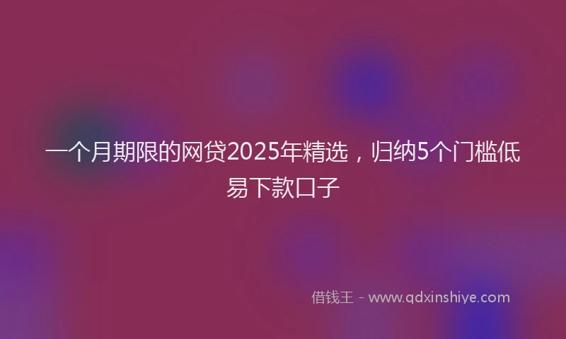 一个月期限的网贷2025年精选，归纳5个门槛低易下款口子