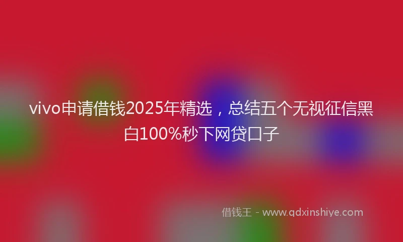 vivo申请借钱2025年精选，总结五个无视征信黑白100%秒下网贷口子
