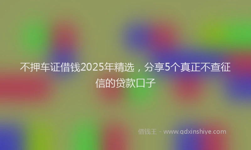 不押车证借钱2025年精选，分享5个真正不查征信的贷款口子