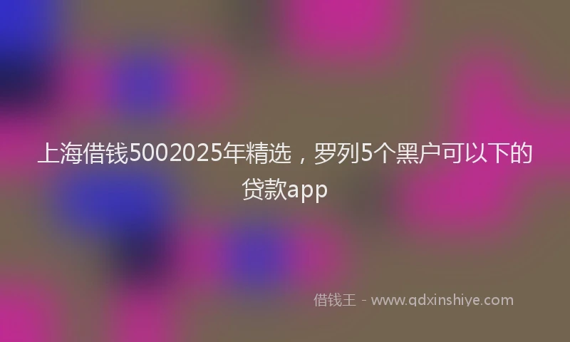 上海借钱5002025年精选，罗列5个黑户可以下的贷款app