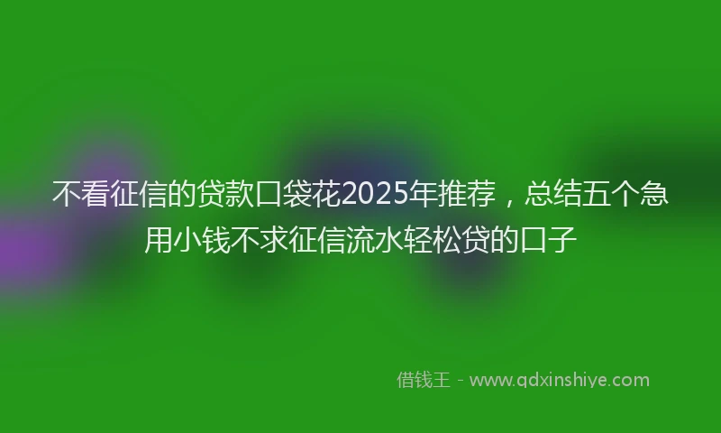 不看征信的贷款口袋花2025年推荐，总结五个急用小钱不求征信流水轻松贷的口子