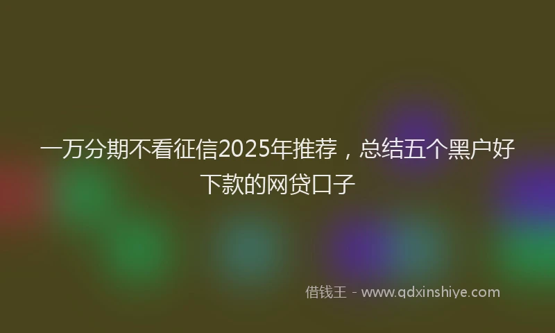 一万分期不看征信2025年推荐，总结五个黑户好下款的网贷口子