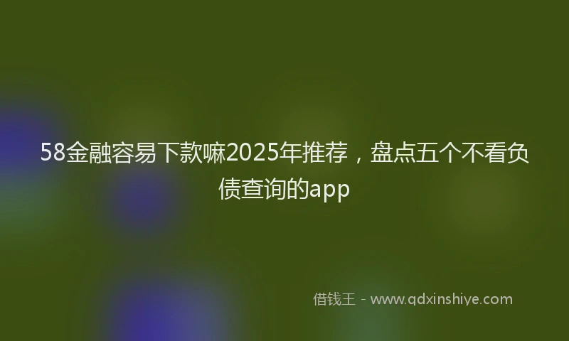 58金融容易下款嘛2025年推荐，盘点五个不看负债查询的app