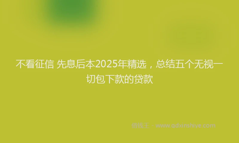 不看征信 先息后本2025年精选，总结五个无视一切包下款的贷款