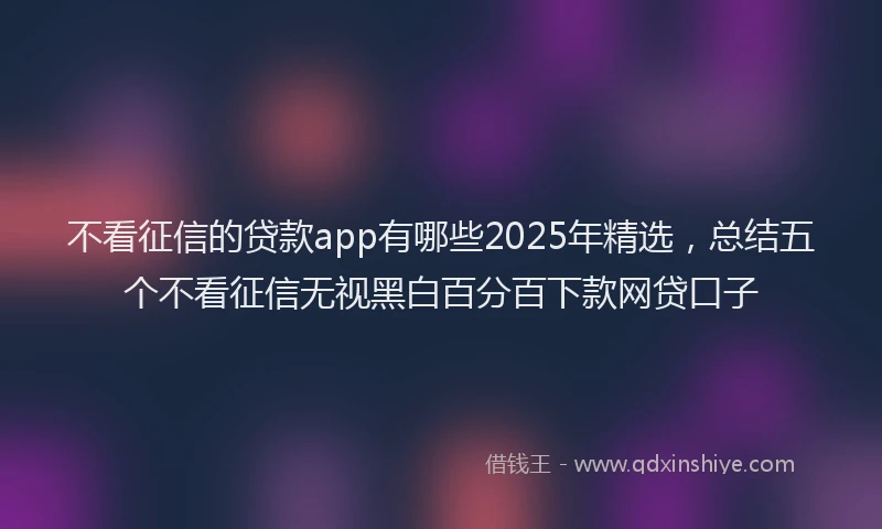 不看征信的贷款app有哪些2025年精选，总结五个不看征信无视黑白百分百下款网贷口子