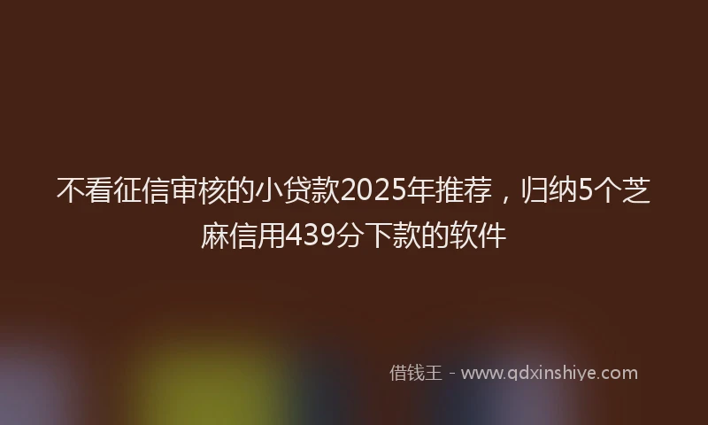不看征信审核的小贷款2025年推荐，归纳5个芝麻信用439分下款的软件