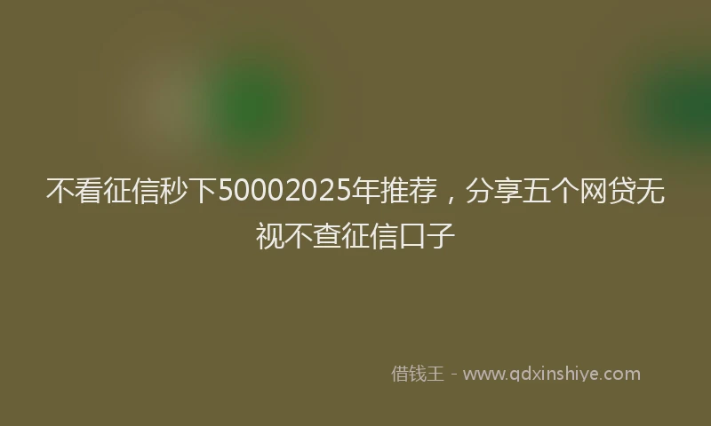 不看征信秒下50002025年推荐，分享五个网贷无视不查征信口子