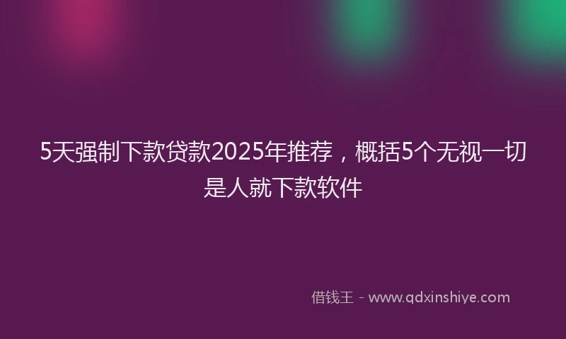 5天强制下款贷款2025年推荐，概括5个无视一切是人就下款软件