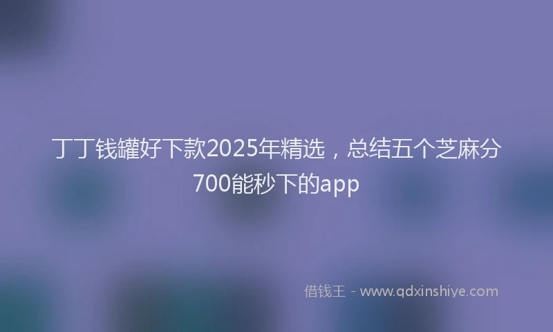 丁丁钱罐好下款2025年精选，总结五个芝麻分700能秒下的app
