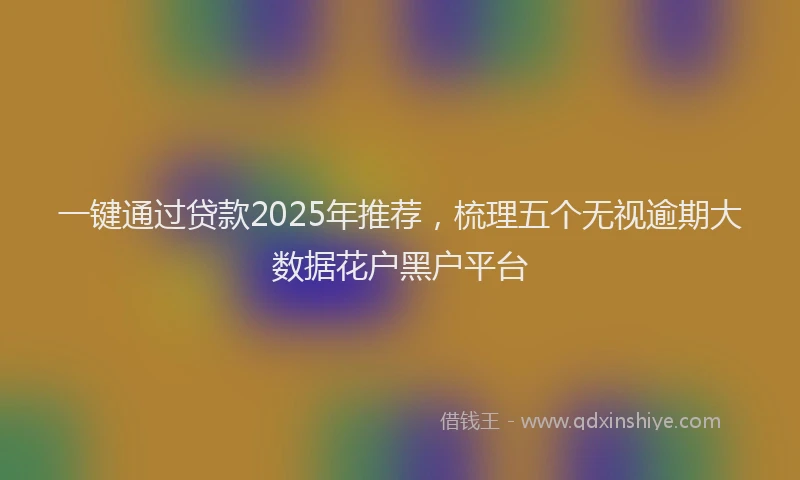 一键通过贷款2025年推荐，梳理五个无视逾期大数据花户黑户平台