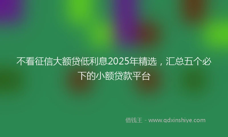不看征信大额贷低利息2025年精选，汇总五个必下的小额贷款平台