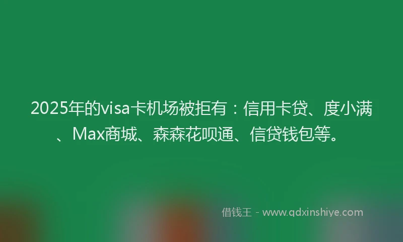 2025年的visa卡机场被拒有：信用卡贷、度小满、Max商城、森森花呗通、信贷钱包等。