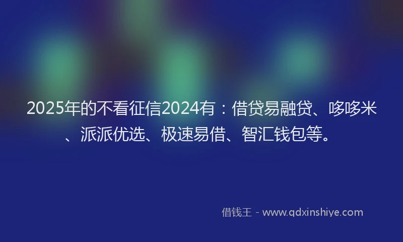 2025年的不看征信2024有：借贷易融贷、哆哆米、派派优选、极速易借、智汇钱包等。
