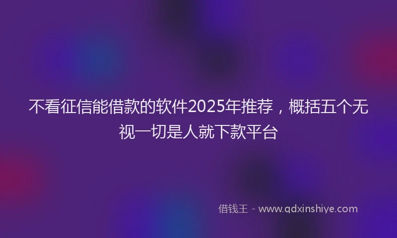 不看征信能借款的软件2025年推荐，概括五个无视一切是人就下款平台