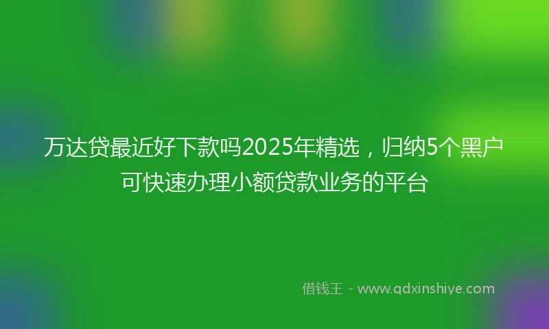 万达贷最近好下款吗2025年精选，归纳5个黑户可快速办理小额贷款业务的平台