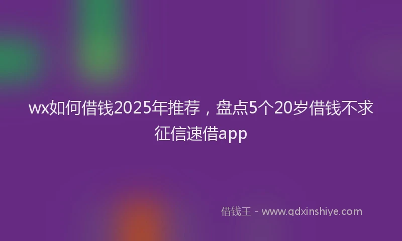 wx如何借钱2025年推荐，盘点5个20岁借钱不求征信速借app