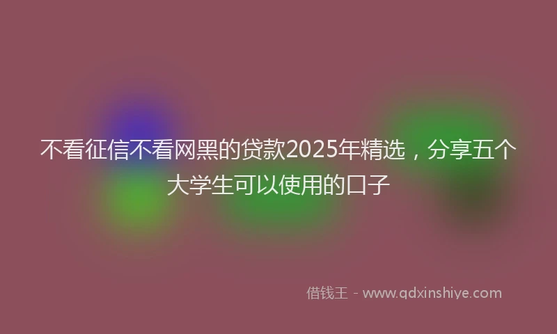 不看征信不看网黑的贷款2025年精选，分享五个大学生可以使用的口子